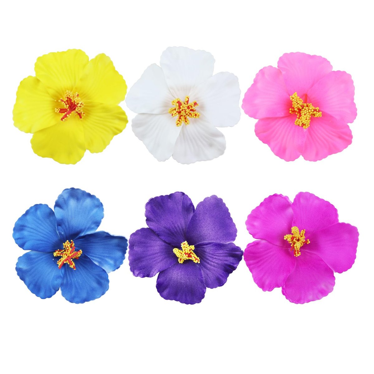 Aacehlh 6pcs Hawaiian Flower Hair Clips - 3.94 Inch Plumeria Hibiscus Hair Barrettes for Hawaii Tropical Party Decorations, Luau Party Supplies, Bridal Wedding - görsel 1