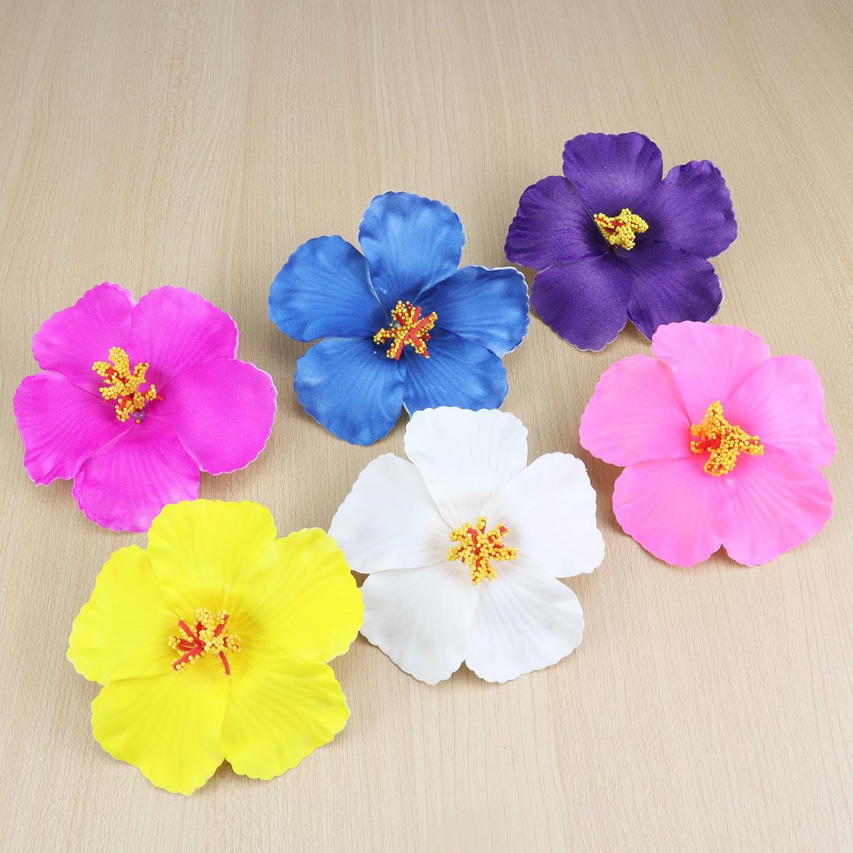 Aacehlh 6pcs Hawaiian Flower Hair Clips - 3.94 Inch Plumeria Hibiscus Hair Barrettes for Hawaii Tropical Party Decorations, Luau Party Supplies, Bridal Wedding - görsel 9