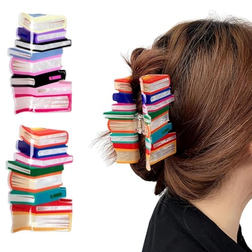 2pcs Book Hair Claw Clips for Thin Hair – Cute Teacher Appreciation Gifts, Funny Book Lover Hair Accessories for Women - görsel 2