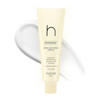 HAMEL Cera Soothing Cream - Vegan Ceramide Face Moisturizer for 48-Hour Hydration - Ideal for Sensitive Skin, Paraben-Free and Fragrance-Free - Skin Barrier Repair Korean Skincare, 2.7 oz
