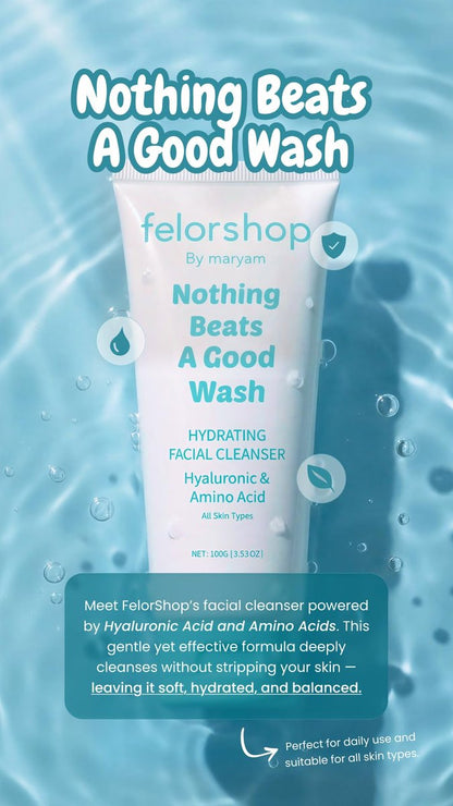 Hydrating Facial Cleanser with Hyaluronic Acid & Amino Acid – Daily Face Wash for All Skin Types, Non-Drying Oil Control, 100g Avelisse