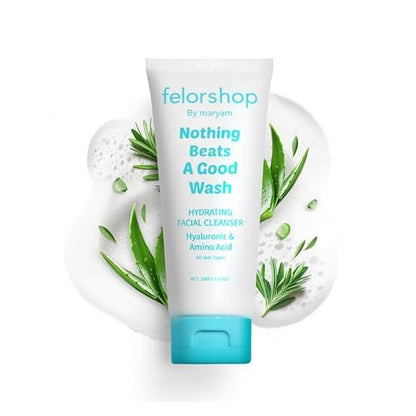 Hydrating Facial Cleanser with Hyaluronic Acid & Amino Acid – Daily Face Wash for All Skin Types, Non-Drying Oil Control, 100g Avelisse