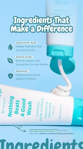 Hydrating Facial Cleanser with Hyaluronic Acid & Amino Acid – Daily Face Wash for All Skin Types, Non-Drying Oil Control, 100g Avelisse