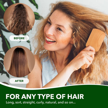 Jorplixy Natural Wooden Hair Brush for Men and Women – Wet Brush, Curly Hair Brush, Air Cushion Paddle Brush for Thick, Thin, Fine Hair – Wet & Dry Styling – Square Large Avelisse
