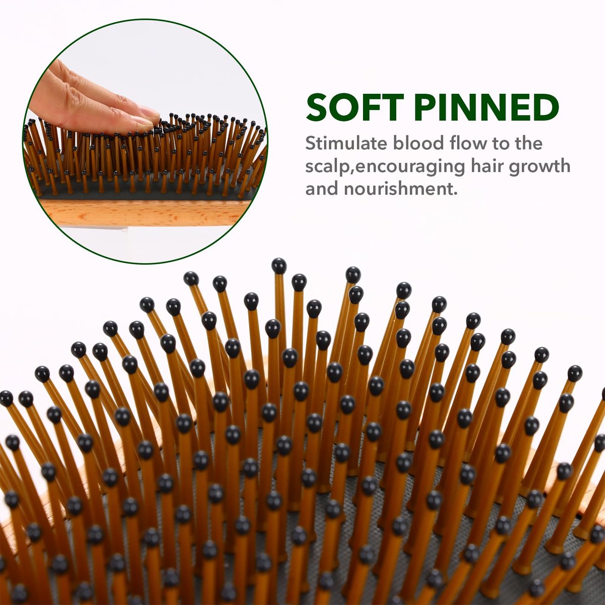 Jorplixy Natural Wooden Hair Brush for Men and Women – Wet Brush, Curly Hair Brush, Air Cushion Paddle Brush for Thick, Thin, Fine Hair – Wet & Dry Styling – Square Large Avelisse