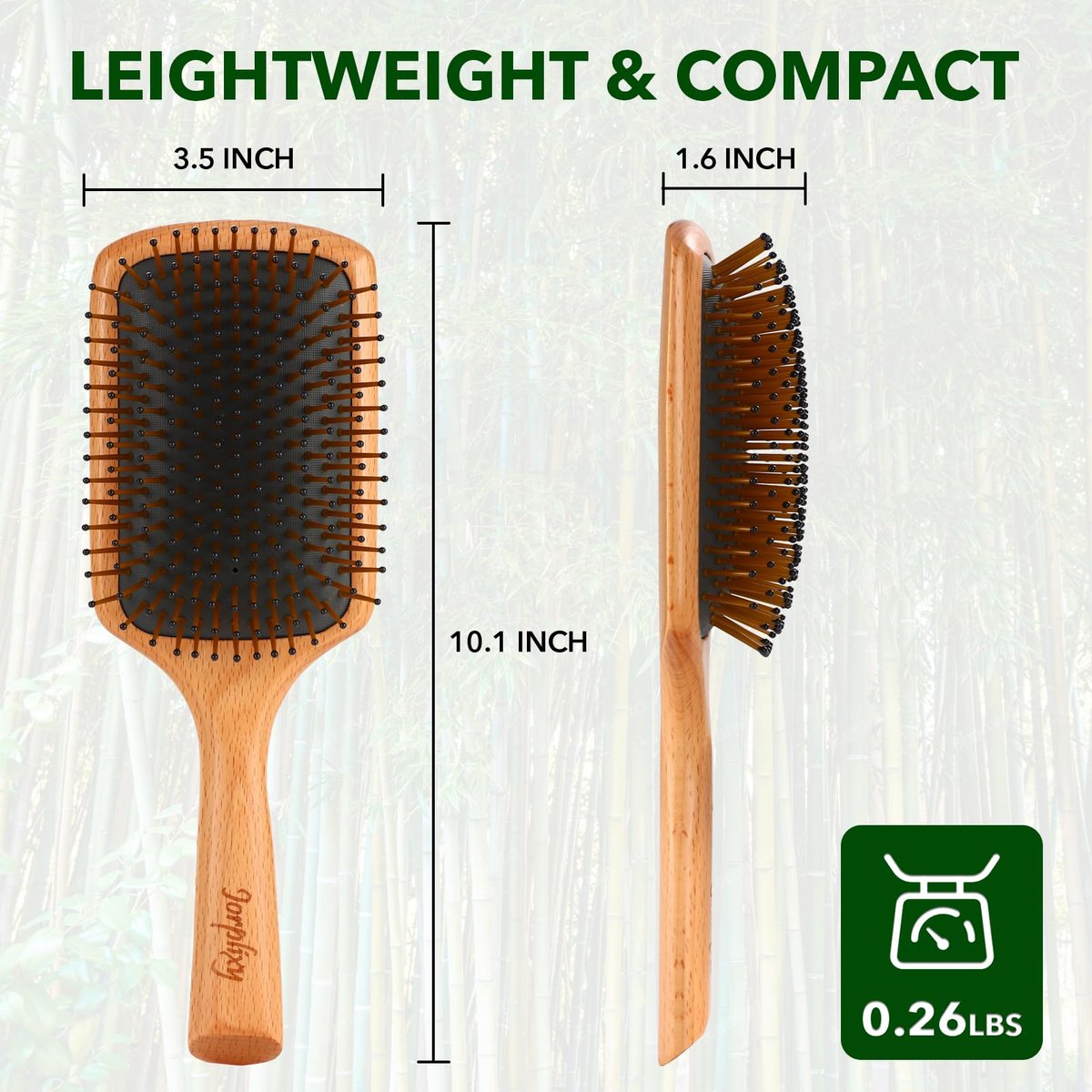 Jorplixy Natural Wooden Hair Brush for Men and Women – Wet Brush, Curly Hair Brush, Air Cushion Paddle Brush for Thick, Thin, Fine Hair – Wet & Dry Styling – Square Large Avelisse