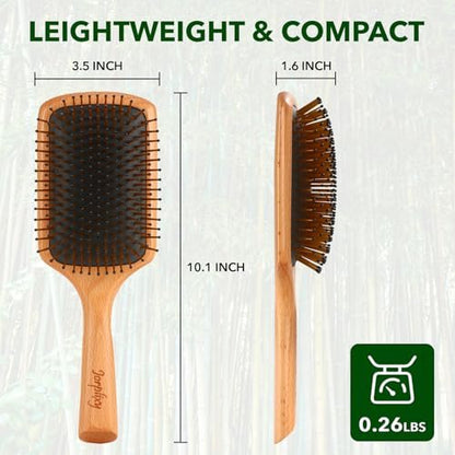 Jorplixy Natural Wooden Hair Brush for Men and Women – Wet Brush, Curly Hair Brush, Air Cushion Paddle Brush for Thick, Thin, Fine Hair – Wet & Dry Styling – Square Large Avelisse