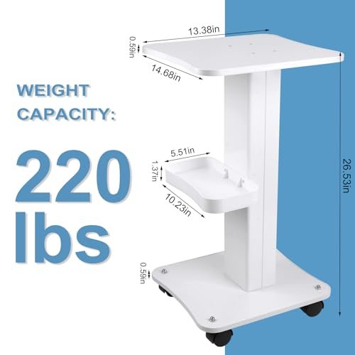 3-Tier White Beauty Trolley Cart with Wheels - Aluminum Salon Rolling Work Station for Spa, Pedicure, Tattoo & Craft Supplies Avelisse