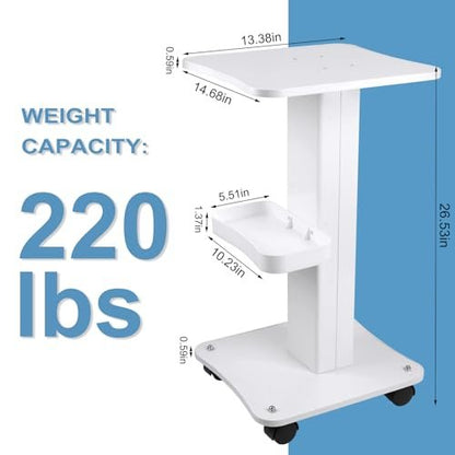 3-Tier White Beauty Trolley Cart with Wheels - Aluminum Salon Rolling Work Station for Spa, Pedicure, Tattoo & Craft Supplies Avelisse