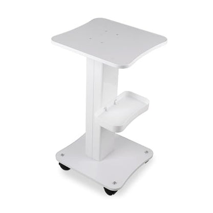 3-Tier White Beauty Trolley Cart with Wheels - Aluminum Salon Rolling Work Station for Spa, Pedicure, Tattoo & Craft Supplies Avelisse