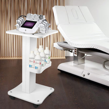 3-Tier White Beauty Trolley Cart with Wheels - Aluminum Salon Rolling Work Station for Spa, Pedicure, Tattoo & Craft Supplies Avelisse