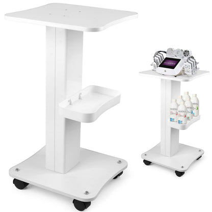 3-Tier White Beauty Trolley Cart with Wheels - Aluminum Salon Rolling Work Station for Spa, Pedicure, Tattoo & Craft Supplies Avelisse