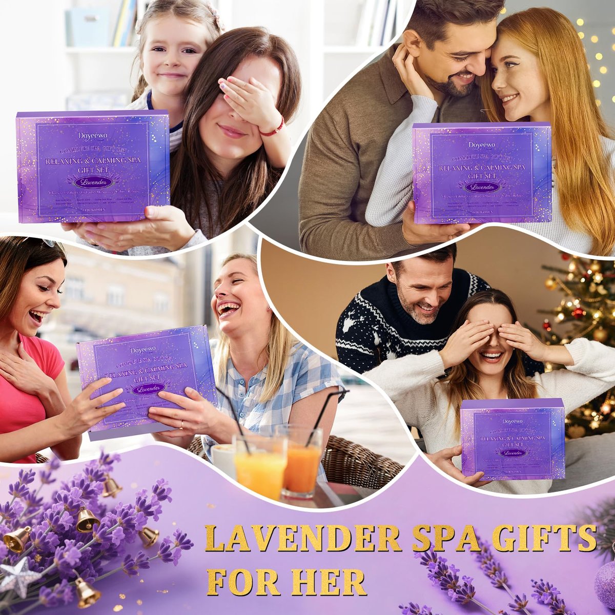 Spa Gifts for Women - Lavender Bath Body Care Set, Relaxation Calming Gift Basket for Mom Wife Sister - görsel 5