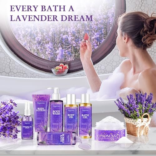 Spa Gifts for Women - Lavender Bath Body Care Set, Relaxation Calming Gift Basket for Mom Wife Sister - görsel 4
