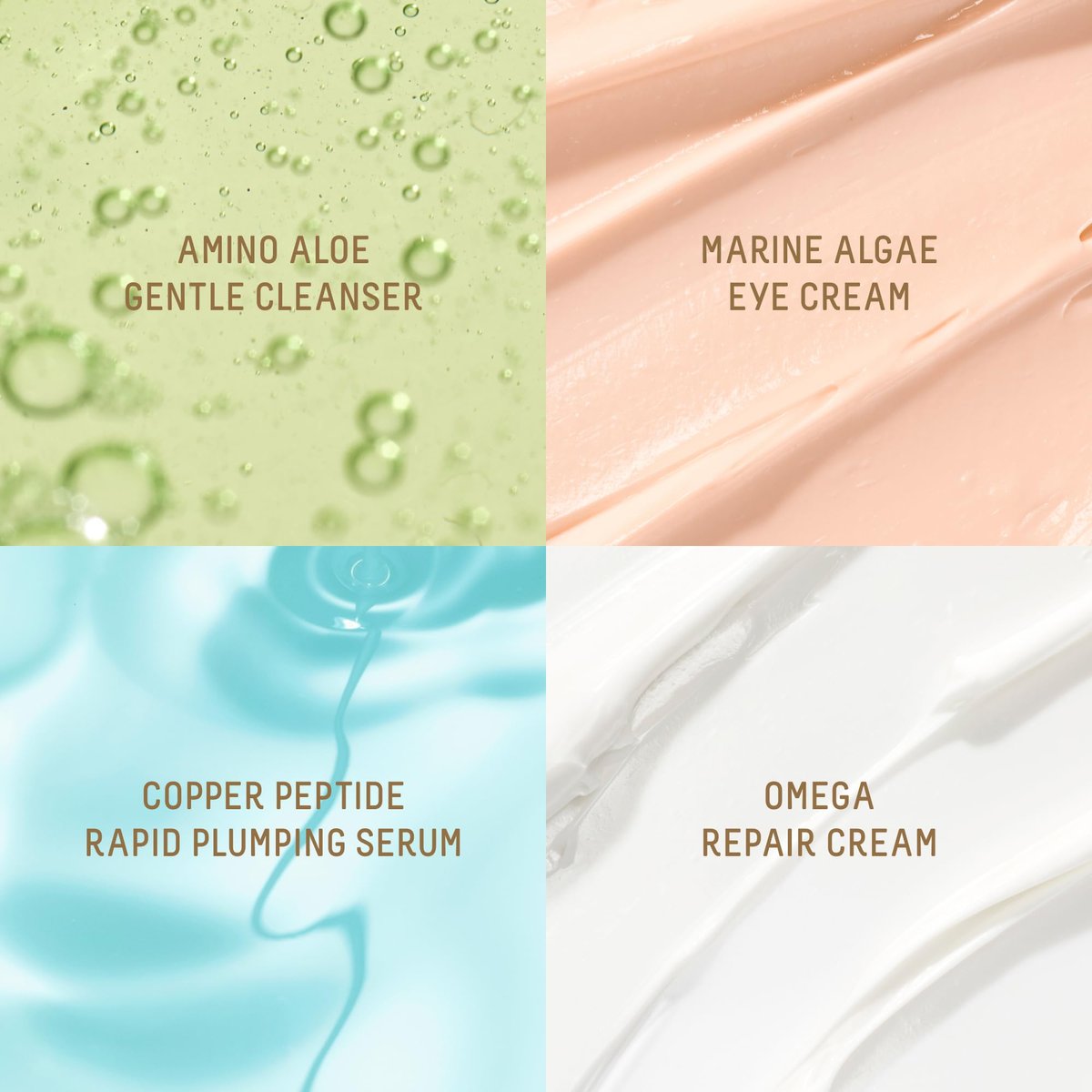 Biossance Plump and Hydrate Skincare Set – Amino Aloe Gentle Foaming Cleanser, Marine Algae Eye Cream, Copper Peptide Rapid Plumping Serum & Omega Moisturizer for Face Avelisse