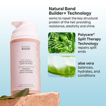 BONDIBOOST Rapid Repair Bond Builder + Leave-In Hair Treatment for Dry Damaged Hair, 3.38 fl oz - Strengthens & Restores for Healthier, Shinier Results Avelisse