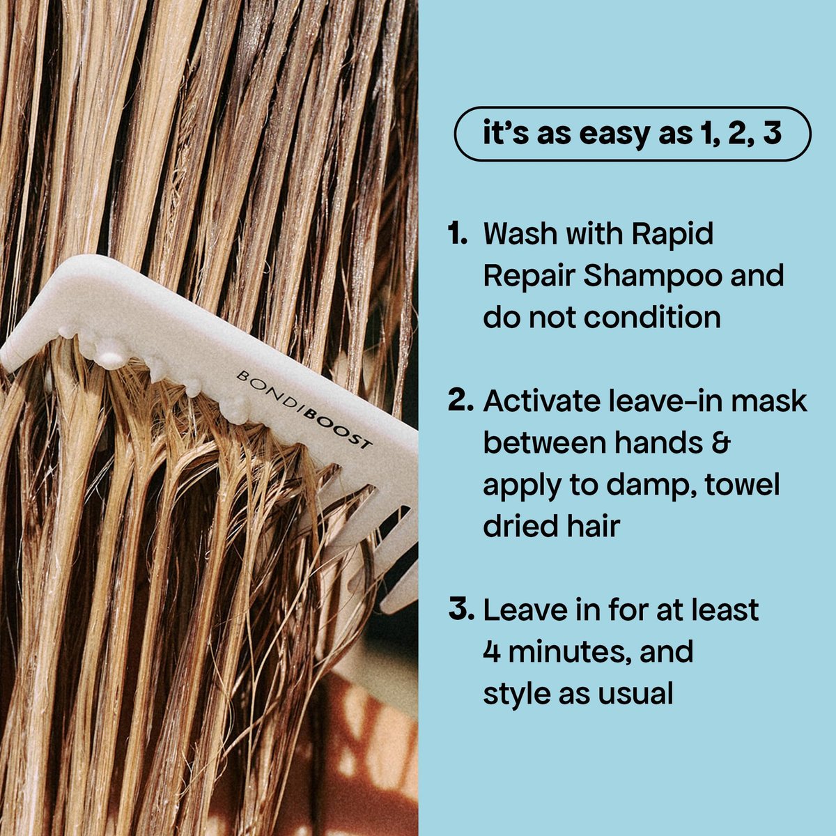 BONDIBOOST Rapid Repair Bond Builder + Leave-In Hair Treatment for Dry Damaged Hair, 3.38 fl oz - Strengthens & Restores for Healthier, Shinier Results Avelisse