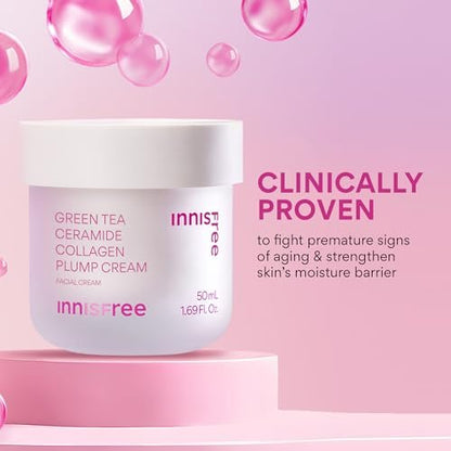 innisfree Green Tea Ceramide Collagen Plump Cream – Korean Face Moisturizer for Youthful Glow Avelisse