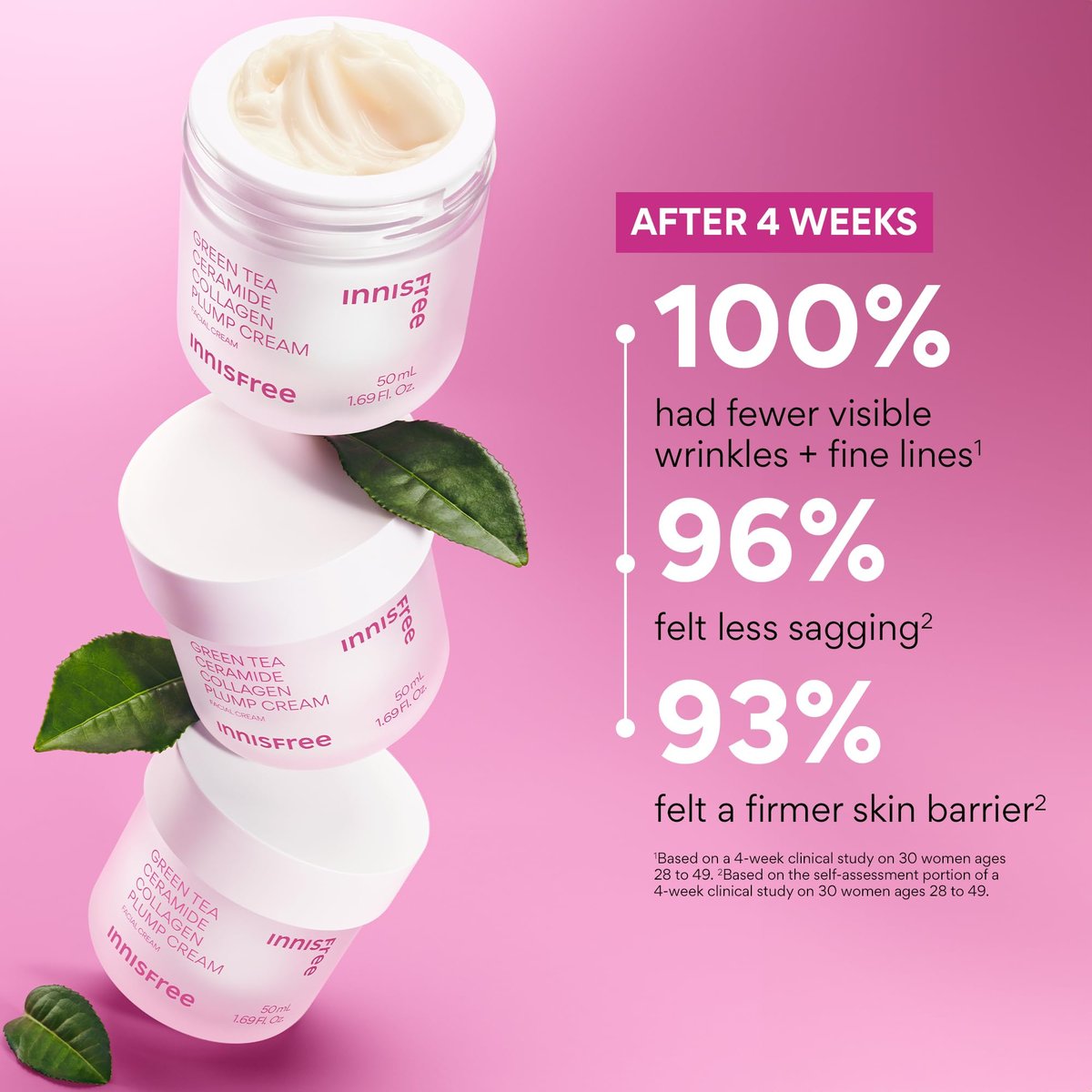 innisfree Green Tea Ceramide Collagen Plump Cream – Korean Face Moisturizer for Youthful Glow Avelisse