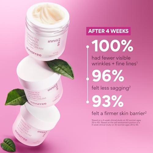 innisfree Green Tea Ceramide Collagen Plump Cream – Korean Face Moisturizer for Youthful Glow Avelisse