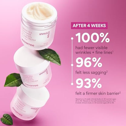 innisfree Green Tea Ceramide Collagen Plump Cream – Korean Face Moisturizer for Youthful Glow Avelisse