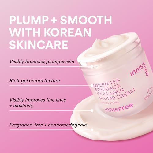 innisfree Green Tea Ceramide Collagen Plump Cream – Korean Face Moisturizer for Youthful Glow Avelisse