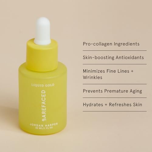 Barefaced Liquid Gold 1 Fl Oz - 15% Vitamin C Serum with Hyaluronic Acid & Vitamin E for Anti-Aging, Hydration, Antioxidant Formula, Reduces Dark Spots, Acne & Wrinkles Avelisse
