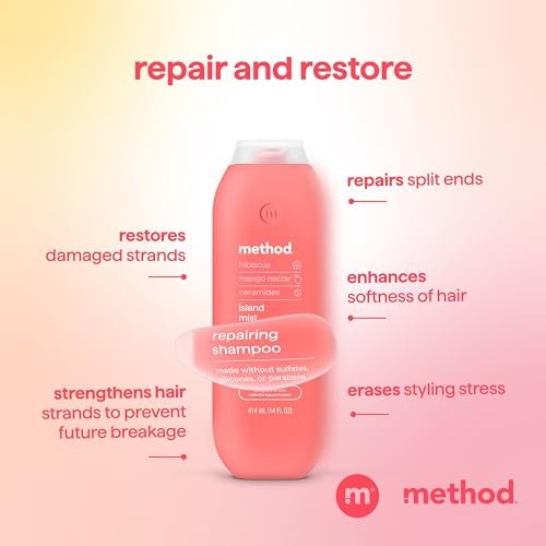 Method Repairing Shampoo, Island Mist - Nourishes Hair and Restores Damaged Strands - Sulfate Free, Color Safe - 14 oz - görsel 10