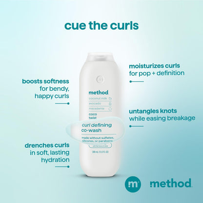 Method Curl Defining Co-Wash, Coco Twist – Moisturizes & Detangles Curly Hair, Sulfate Free & Paraben Free, 13.5 oz