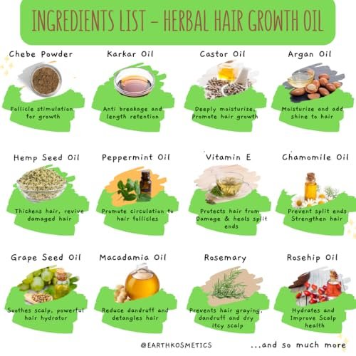 Chebe Herbal Hair Growth Oil - 18 Potent Oils Including Chebe & Karkar for Hair Growth, Strength, Hydration & Scalp Nourishment (4.2 oz) - görsel 4