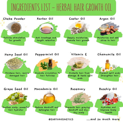 Chebe Herbal Hair Growth Oil - 18 Potent Oils Including Chebe & Karkar for Hair Growth, Strength, Hydration & Scalp Nourishment (4.2 oz)