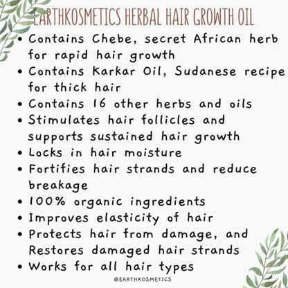 Chebe Herbal Hair Growth Oil - 18 Potent Oils Including Chebe & Karkar for Hair Growth, Strength, Hydration & Scalp Nourishment (4.2 oz)