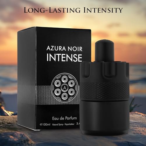 URBAN COLLECTION Azura Noir Intense Eau De Parfum for Men 3.4 fl oz – Cardamom & Earthy Notes – Bourbon Vanilla Base – Long Lasting – Elegant 100ml Bottle – Vegan & Cruelty-Free Avelisse