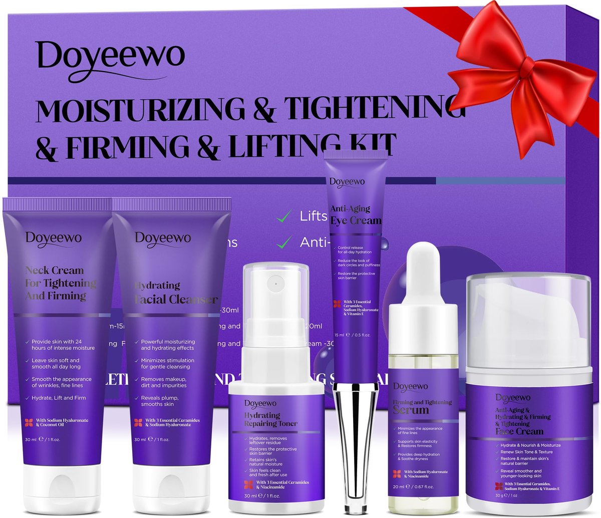 DOYEEWO 6-Piece Skin Care Set – Anti-Aging, Firming & Hydrating Facial Routine Kit for Women & Teens - görsel 1