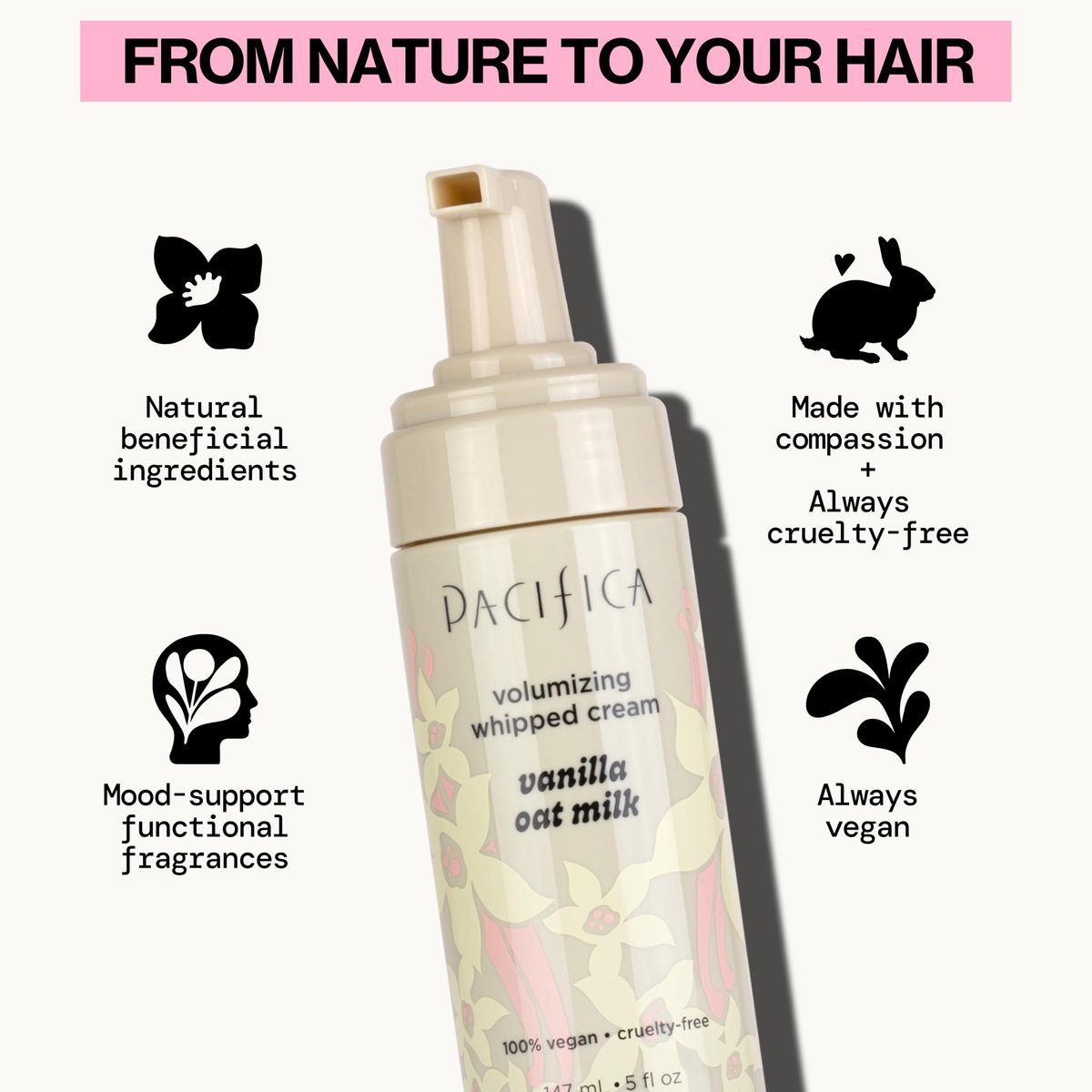 Pacifica Hair Mousse - Vanilla Oat Milk – Light Hold for Soft Volume & Hydration, Touchable Hold, Vegan & Cruelty-Free, 5 fl oz - görsel 7