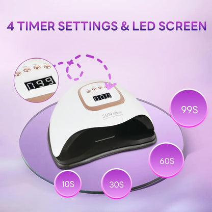 380W UV LED Nail Lamp with 81 Beads, Professional Nail Dryer for Gel Polish, 4 Timer Settings, Automatic Sensor - White Avelisse