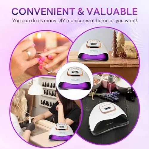 380W UV LED Nail Lamp with 81 Beads, Professional Nail Dryer for Gel Polish, 4 Timer Settings, Automatic Sensor - White Avelisse