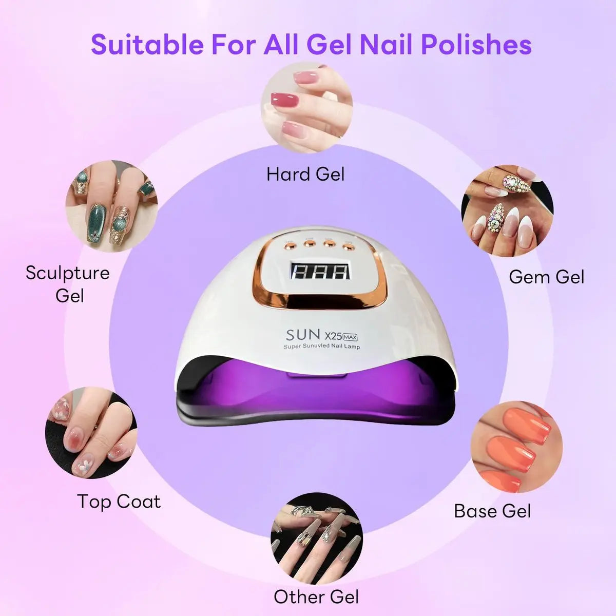 380W UV LED Nail Lamp with 81 Beads, Professional Nail Dryer for Gel Polish, 4 Timer Settings, Automatic Sensor - White Avelisse