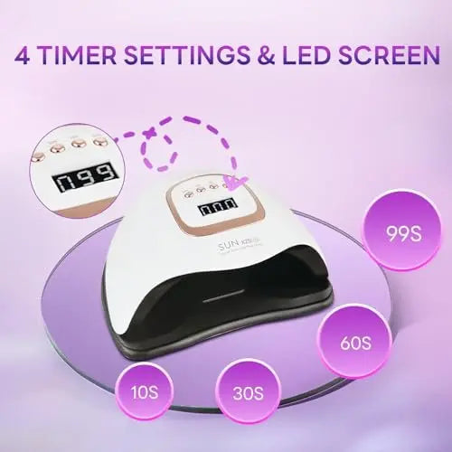 380W UV LED Nail Lamp with 81 Beads, Professional Nail Dryer for Gel Polish, 4 Timer Settings, Automatic Sensor - White Avelisse