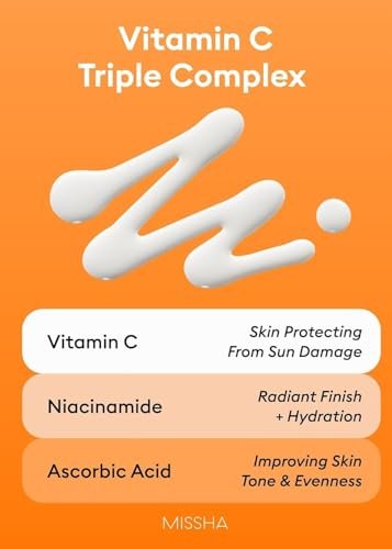 MISSHA All Around Vita C Sunscreen SPF 50 - Korean Sunscreen for Face with Vitamin C, Lightweight, Non-Sticky, Sebum Control (2.36 Fl Oz) Avelisse