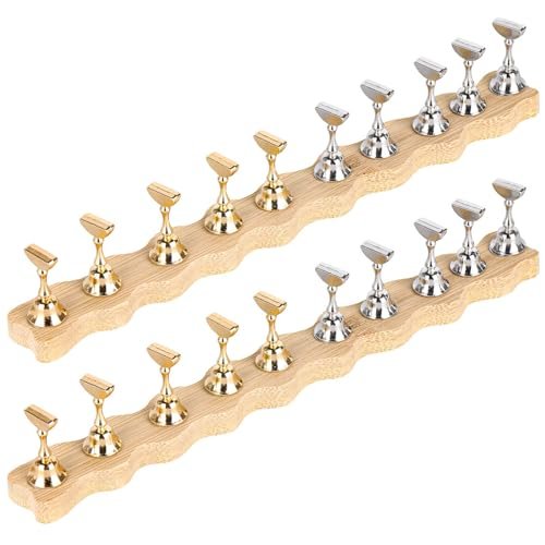 Tbestmax 2 Sets Nail Holder Stand for Press on Nails Display - Wooden Wave Shape Nails Holder (Wave 10, 2 Sets) Avelisse