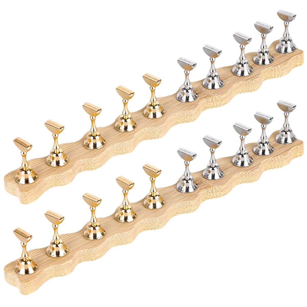 Tbestmax 2 Sets Nail Holder Stand for Press on Nails Display - Wooden Wave Shape Nails Holder (Wave 10, 2 Sets) Avelisse