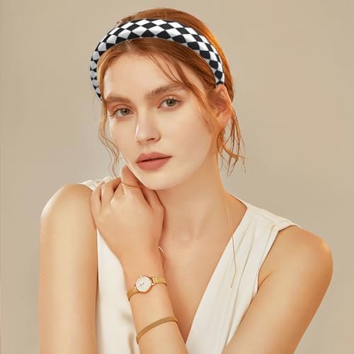 Capiant 2-Pack Checkerboard Headbands - Black and White Checkered Padded Headband, Sponge Puffy Headband for Women, Christmas Party Hair Accessories - görsel 14