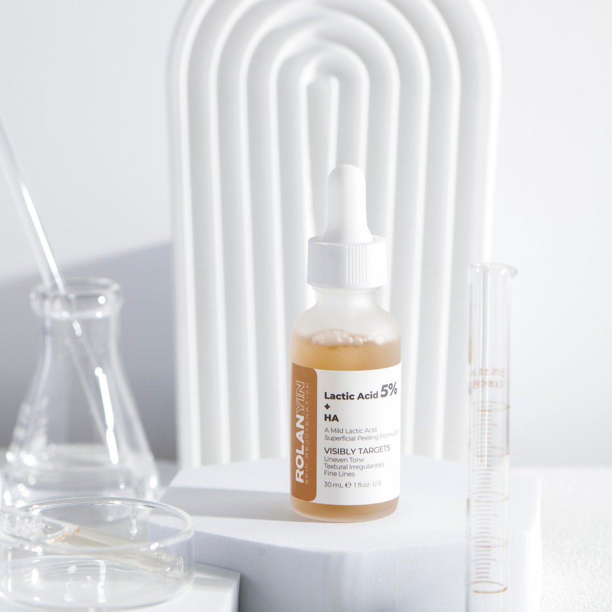ROLANYIN Lactic Acid 5% + HA Facial Serum – Exfoliating, Hydrating, and Smoothing Serum for Anti-Aging and Pore Minimizing Avelisse