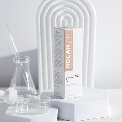 ROLANYIN Lactic Acid 5% + HA Facial Serum – Exfoliating, Hydrating, and Smoothing Serum for Anti-Aging and Pore Minimizing Avelisse