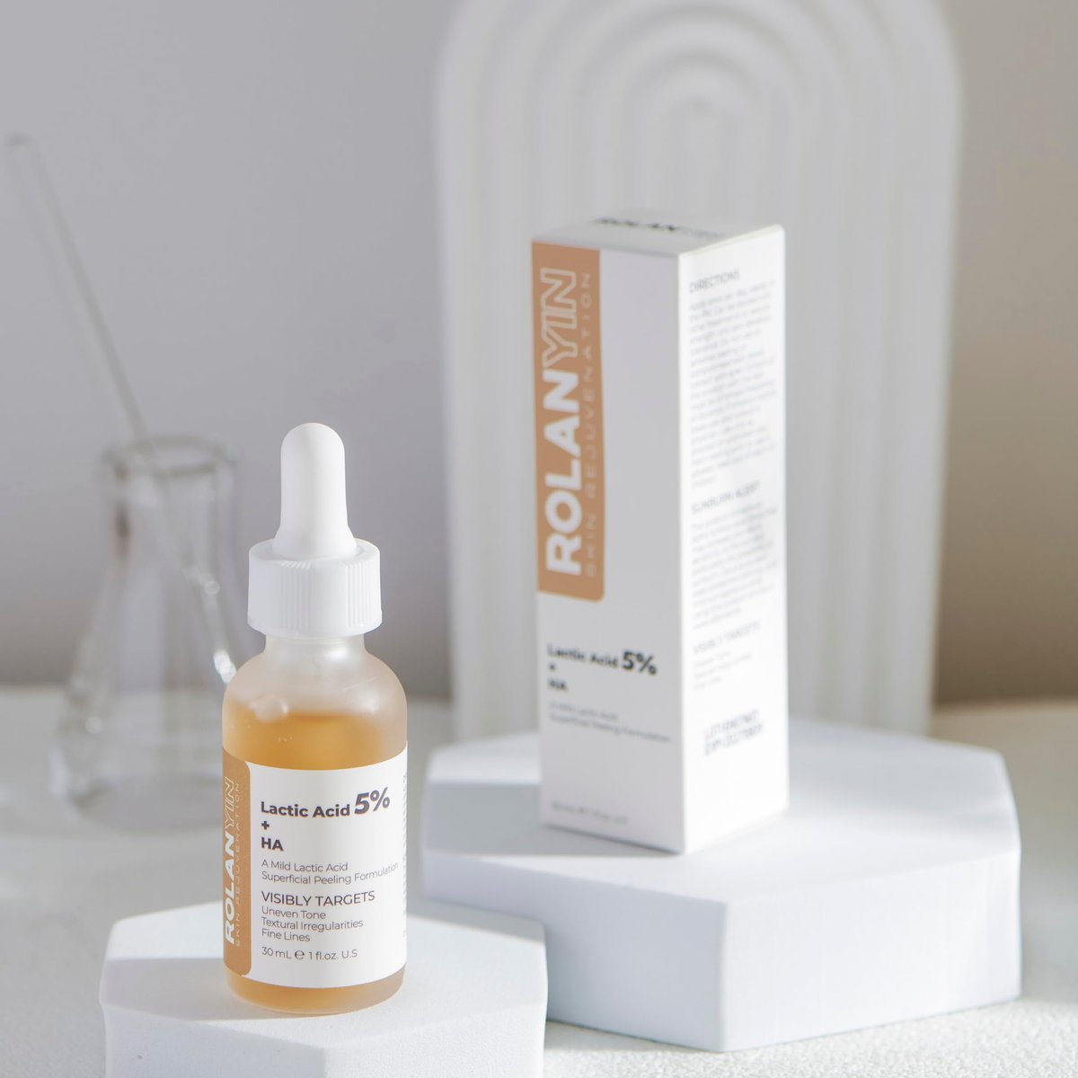 ROLANYIN Lactic Acid 5% + HA Facial Serum – Exfoliating, Hydrating, and Smoothing Serum for Anti-Aging and Pore Minimizing Avelisse