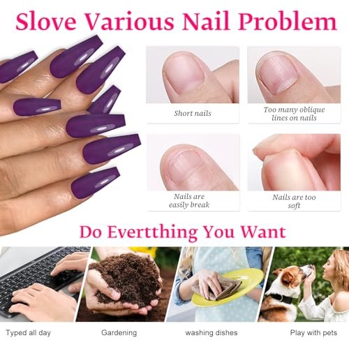 Lifextol 120PC Purple Coffin Press on Nails - Long Fake Nails with Glue & Adhesive Tabs, 12 Sizes Acrylic Nails Tips - görsel 8