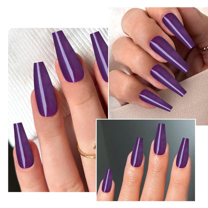 Lifextol 120PC Purple Coffin Press on Nails - Long Fake Nails with Glue & Adhesive Tabs, 12 Sizes Acrylic Nails Tips