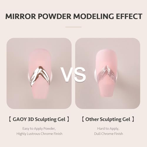 GAOY 3D Sculpting Gel for Nail Art - Semi-Solid Modeling Gel, No Wipe, Clear - for Chrome Powder, Rhinestones & Painting - görsel 8
