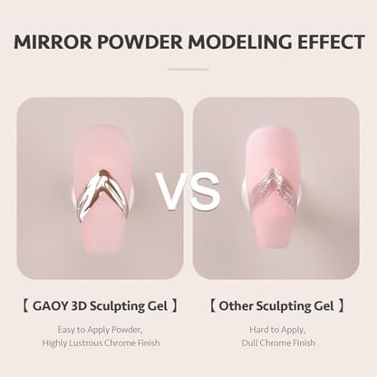 GAOY 3D Sculpting Gel for Nail Art - Semi-Solid Modeling Gel, No Wipe, Clear - for Chrome Powder, Rhinestones & Painting
